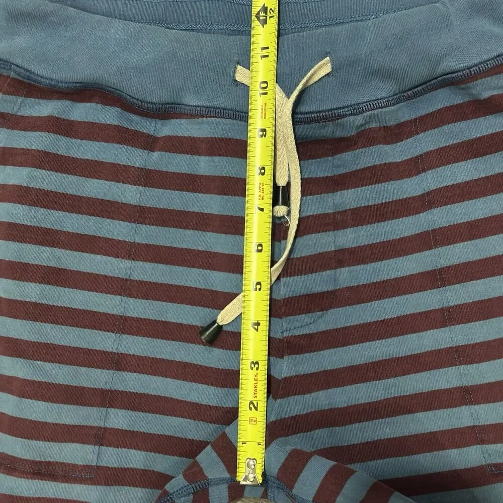 Mauro Grifoni Striped Drawstring Lounge Shorts Blue Burgundy Made in Italy SZ M